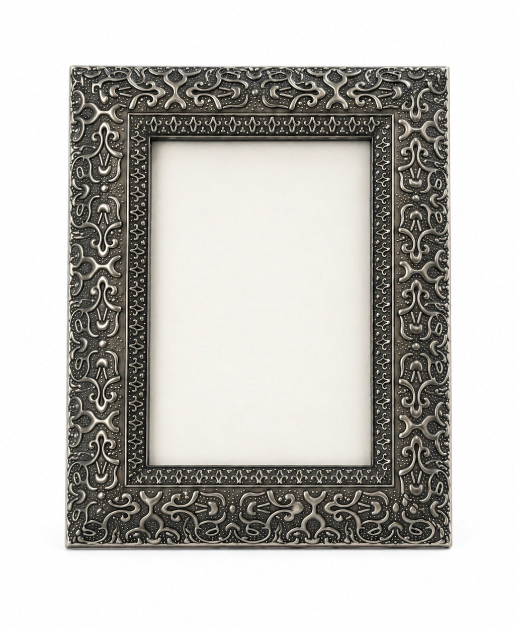 Cadre photo décoratif en métal finition étain – Style Art nouveau