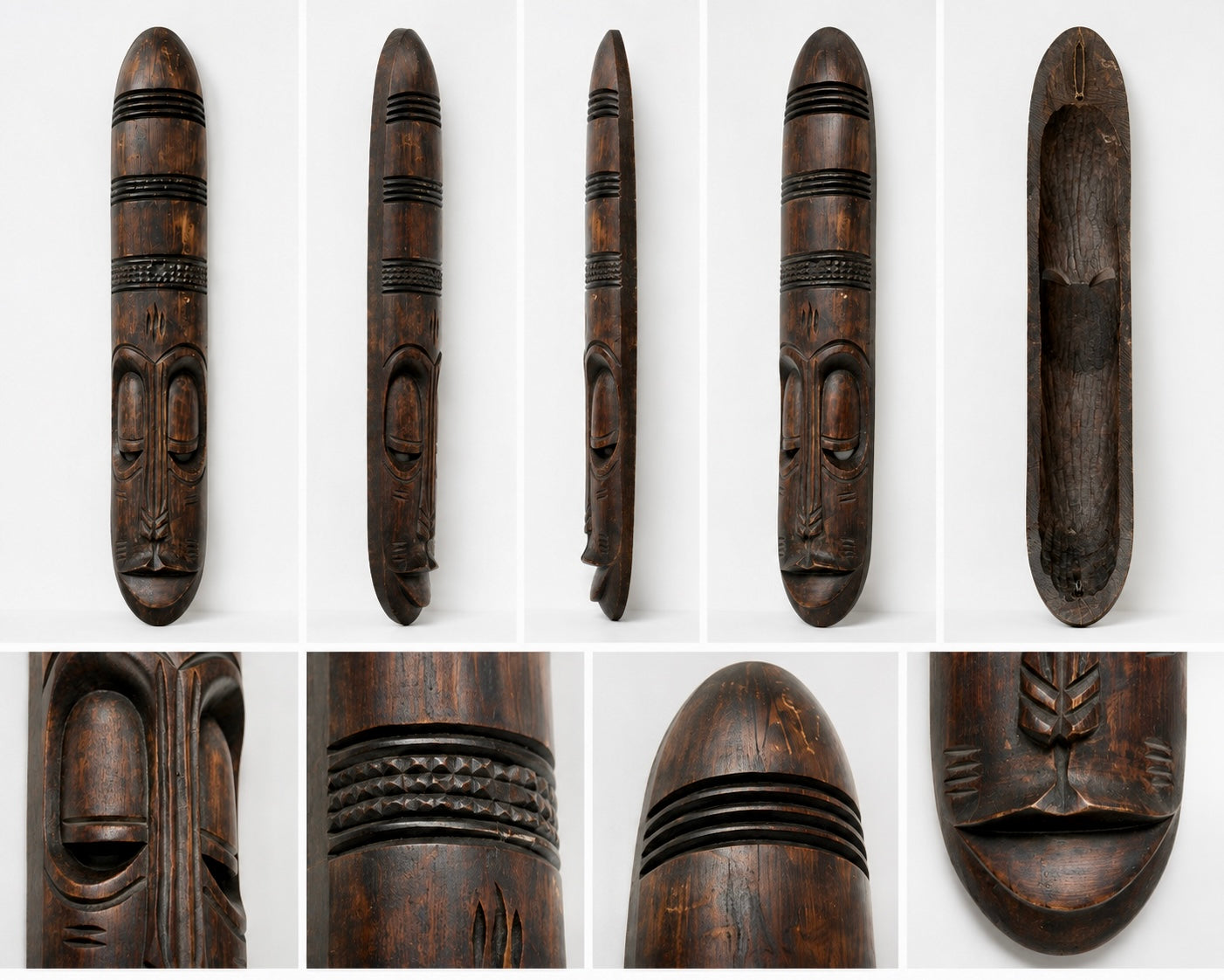Grand Masque Africain en Bois Sculpté à la Main