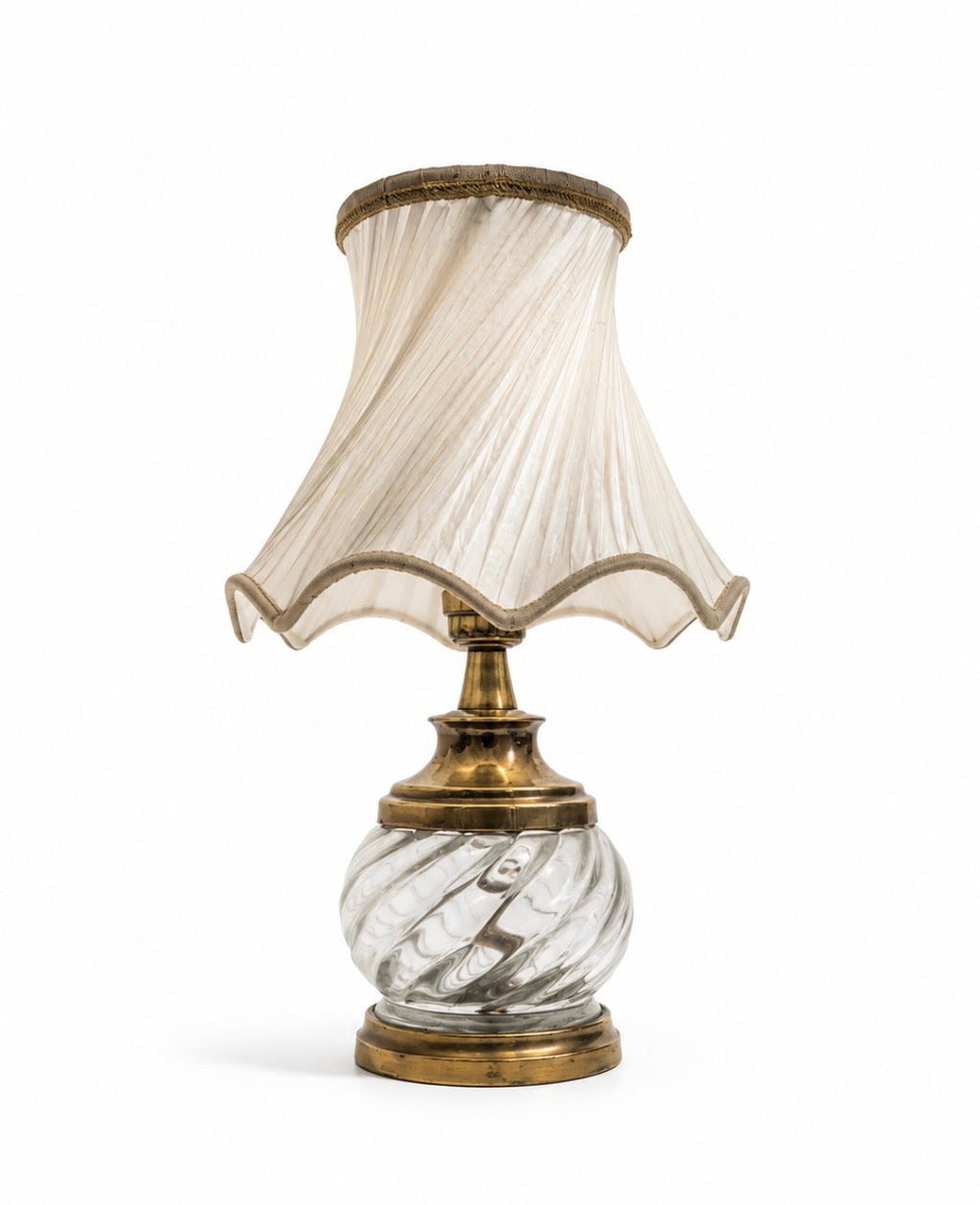 Lampe de table vintage en verre torsadé et laiton – Esprit Belle Époque