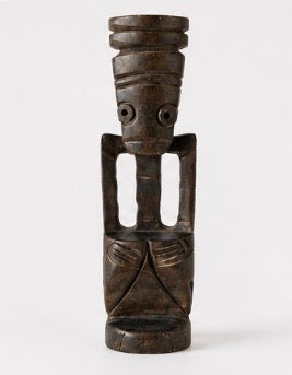 Sculpture Africaine Vintage en Bois Sculpté – Design Tribal Géométrique