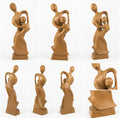 Sculpture abstraite « Maternité » en bois massif – 32 cm