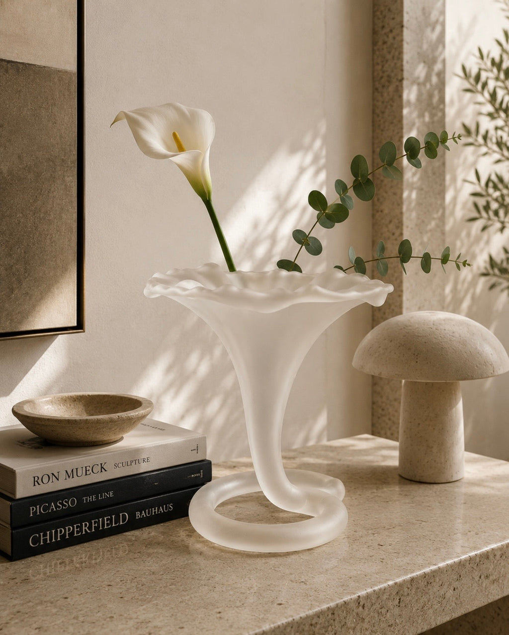Vase Soliflore Sculptural – Verre Givré