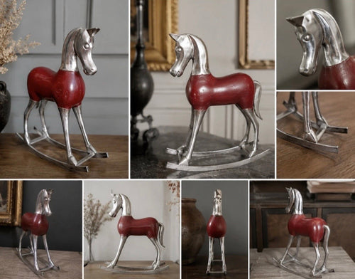 Cheval à Bascule Vintage Bois & Métal — Vintage Wood & Metal Rocking Horse