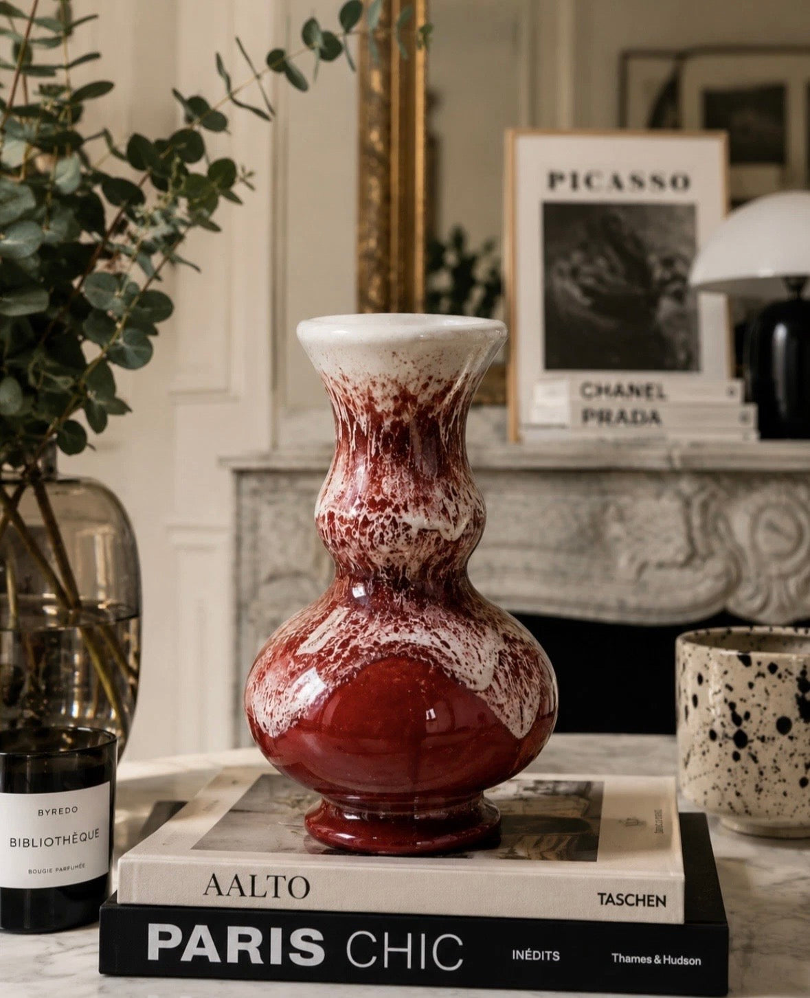 Vintage German Ceramic Vase 693/20 Fat Lava Art Déco Rouge — Vase Céramique Allemand
