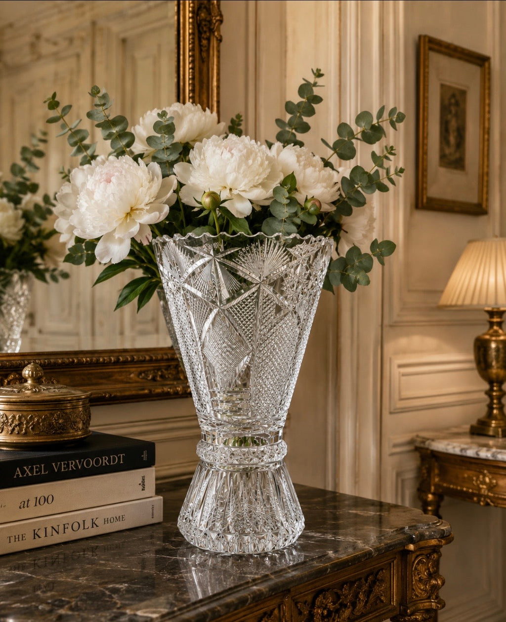 Vase en cristal taillé vintage – 31 cm