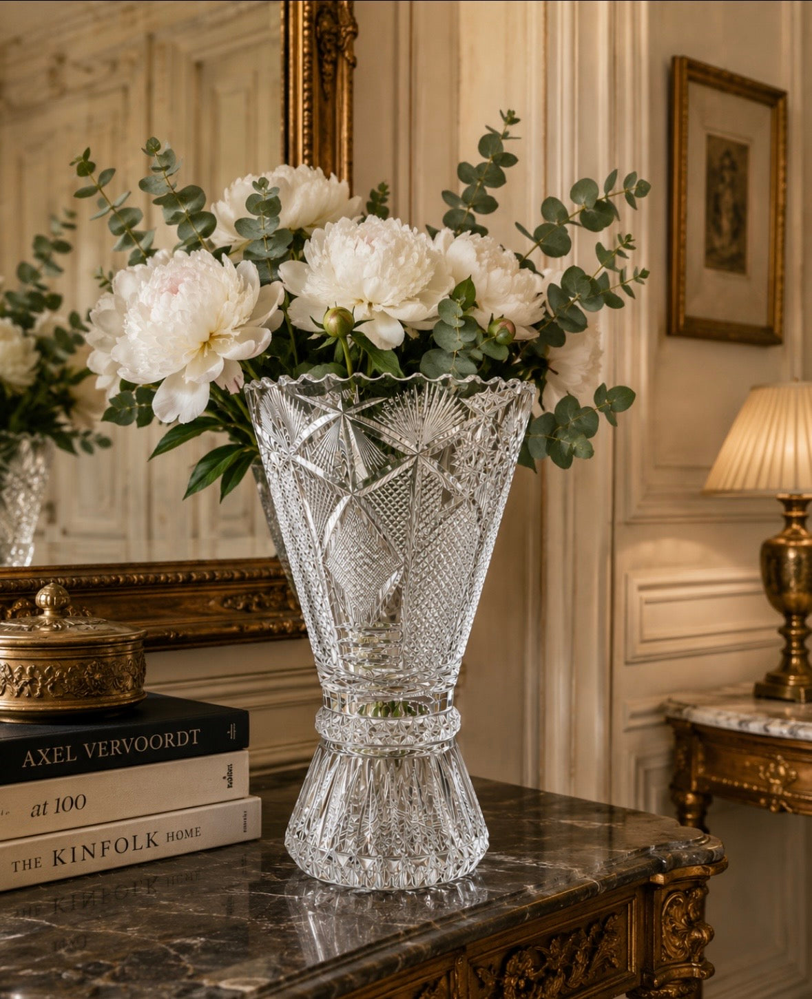 Vase en cristal taillé vintage – 31 cm