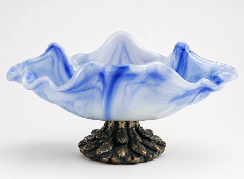 Coupe en verre d'art Murano — Arte Kristall Mery, bleu opalin marbré
