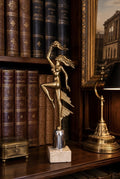 Sculpture Art Déco — Danseuse dorée sur socle marbre, années 1970–80