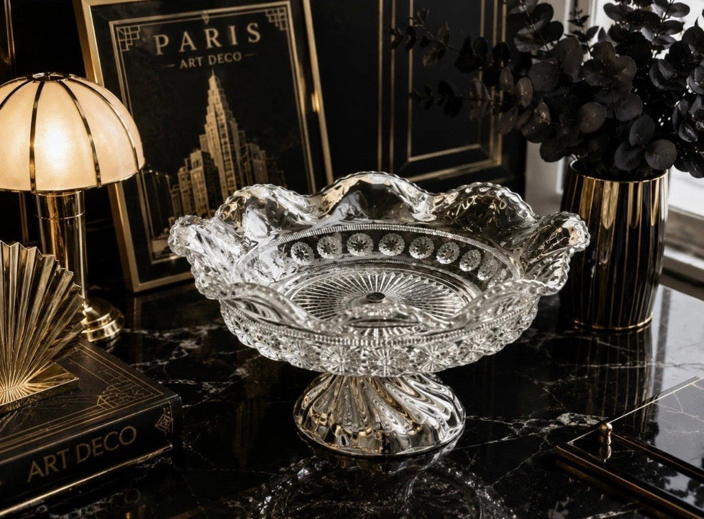 Coupe Cristal Vintage Sur Pied — Vintage Crystal Pedestal Bowl