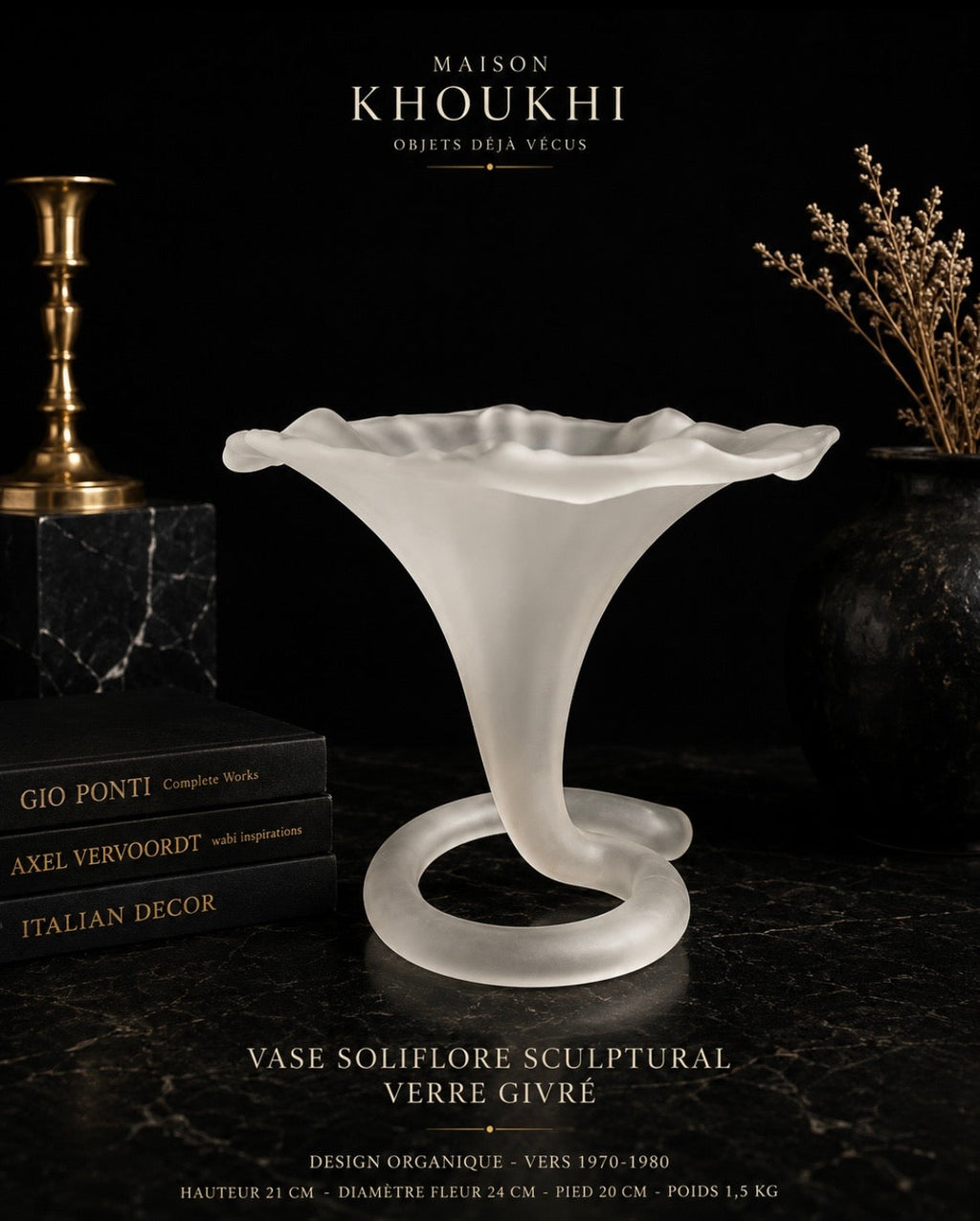 Vase Soliflore Sculptural – Verre Givré
