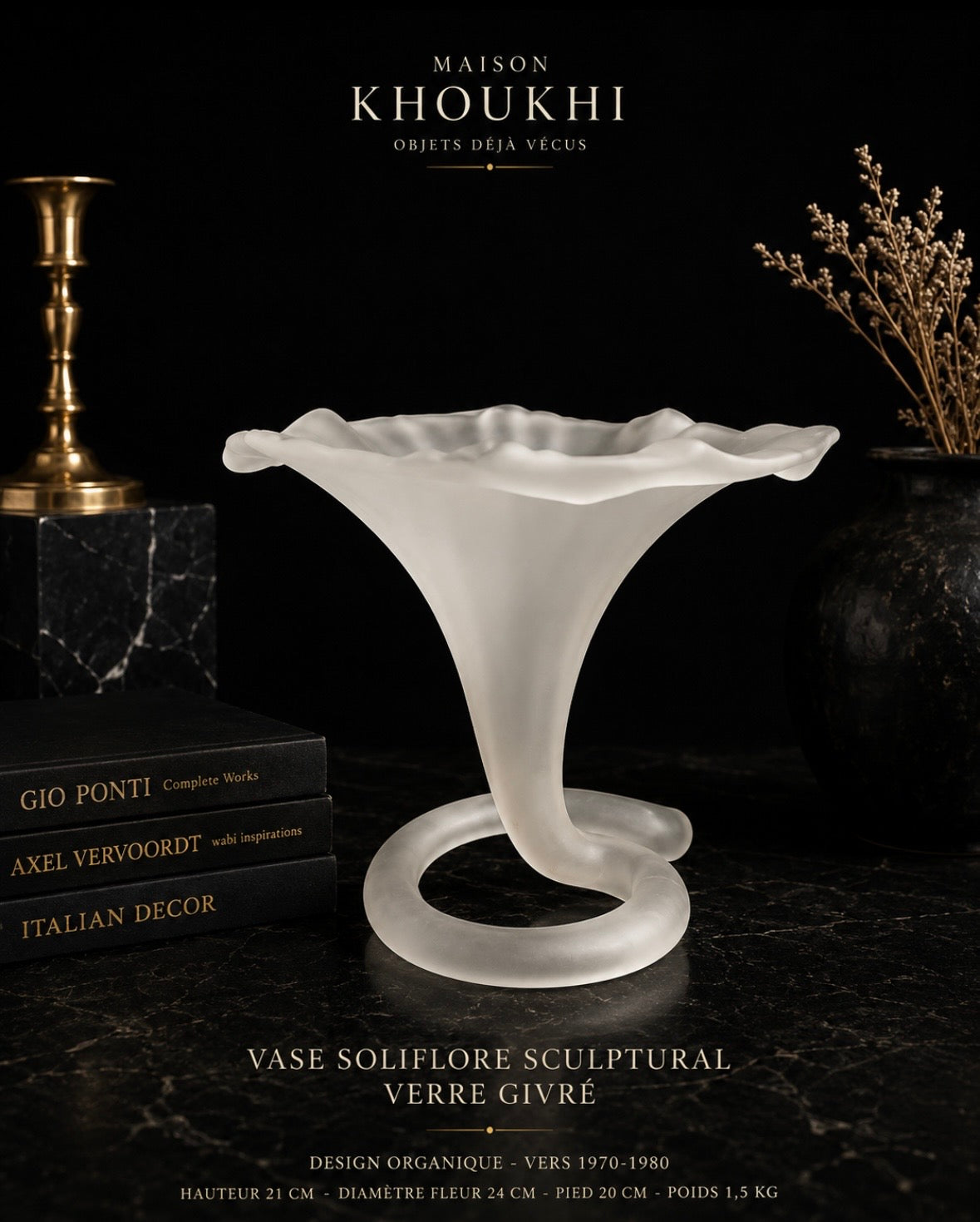 Vase Soliflore Sculptural – Verre Givré