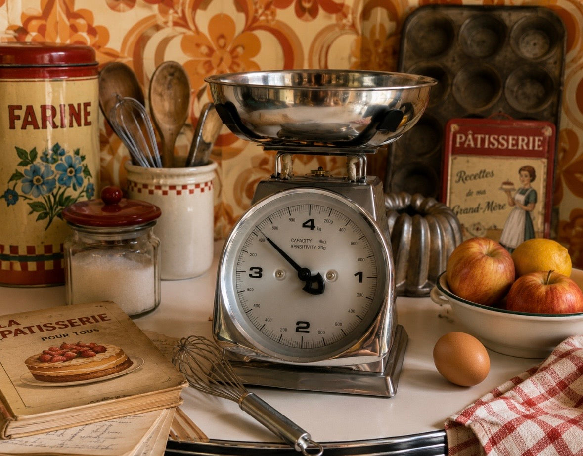 Balance de cuisine vintage en acier inoxydable – Neuve, jamais utilisée – Capacité 4 kg