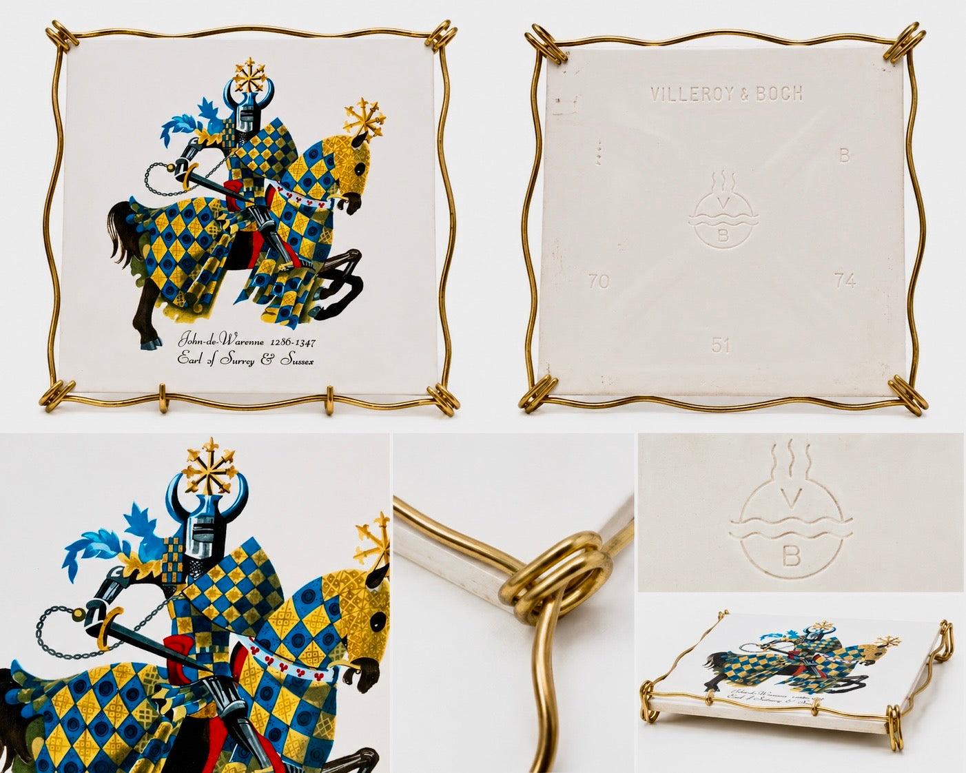 Dessous de plat Villeroy & Boch – John de Warenne – Céramique Médiévale Vintage