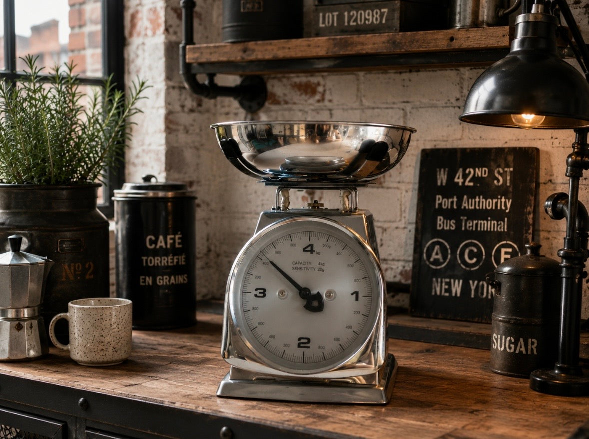 Balance de cuisine vintage en acier inoxydable – Neuve, jamais utilisée – Capacité 4 kg