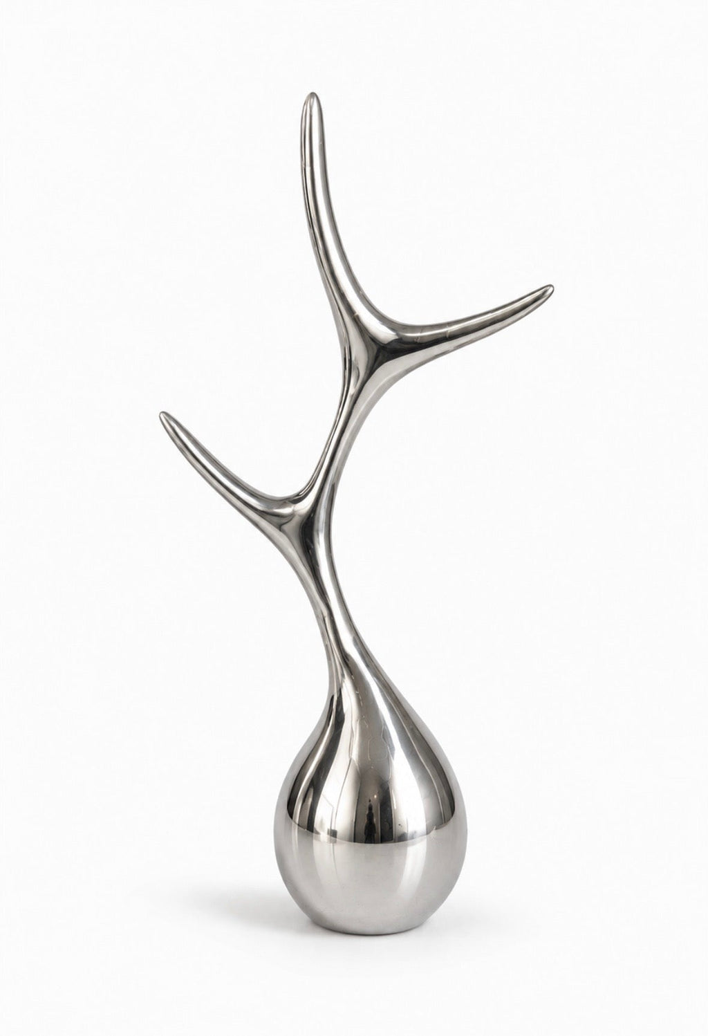 Décoration sculpturale en métal argenté – Porte-bijoux design contemporain