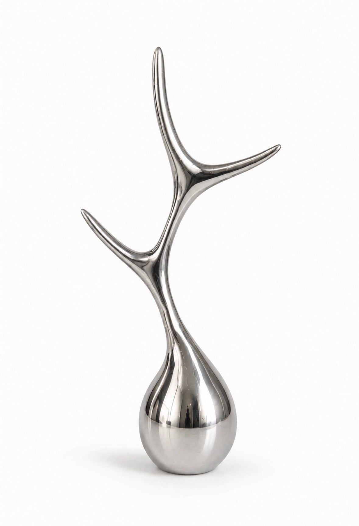 Décoration sculpturale en métal argenté – Porte-bijoux design contemporain
