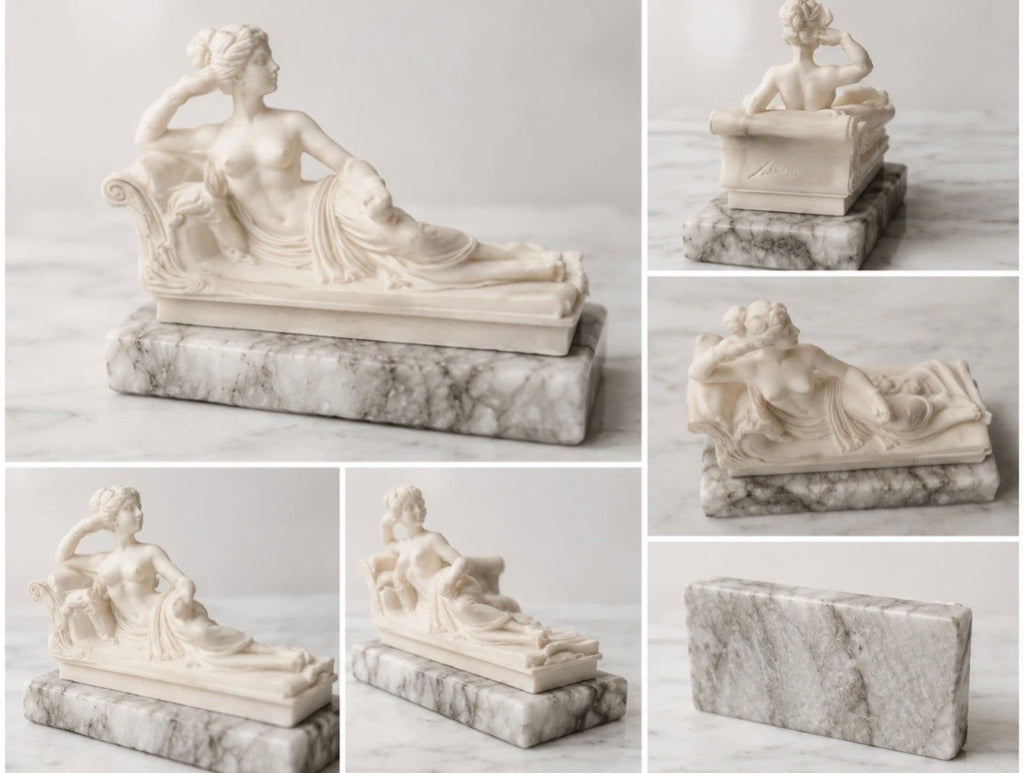 Pauline Bonaparte en Vénus Victrix — Sculpture néoclassique signée Toni, socle marbre