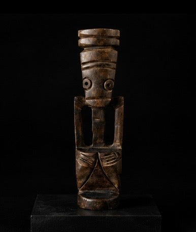 Sculpture Africaine Vintage en Bois Sculpté – Design Tribal Géométrique