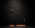Duo de statues Massaï en bois d'ébène avec vase – Art africain sculpté