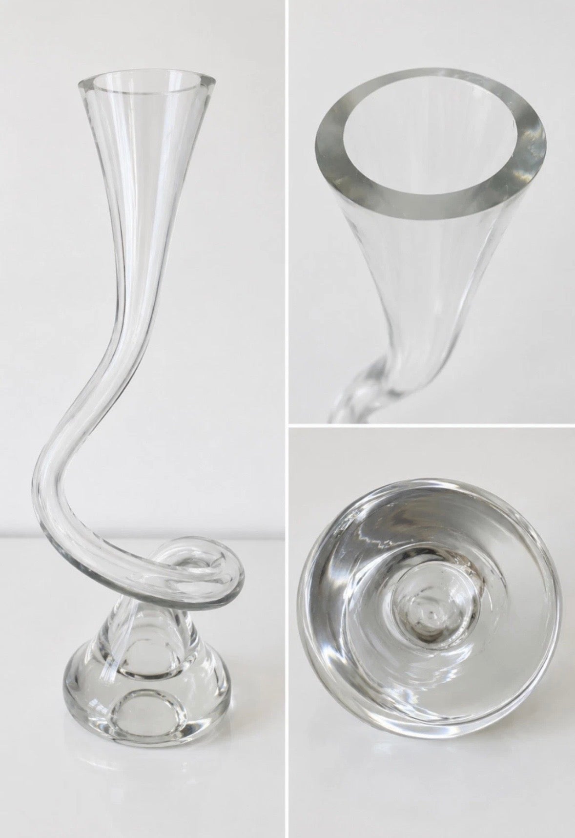 Vase Tourbillon Vintage 70s — Verre Design Sculptural Swirl Glass Vase