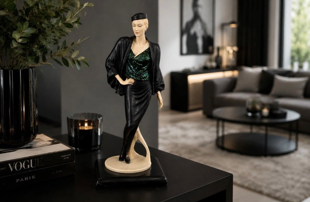 Figurine femme Art Déco signée Vittorio Tessaro — 1987, H. 24 cm