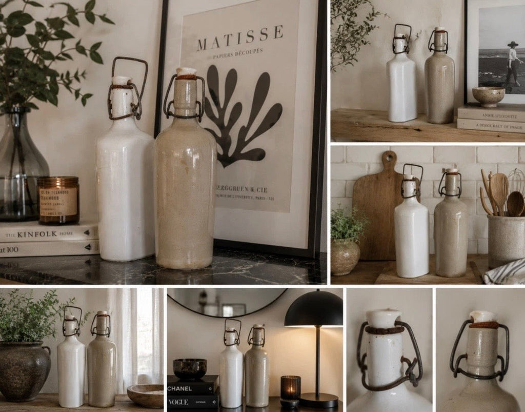 2 Bouteilles Bouillottes Anciennes En Grès – Dans Leur Jus