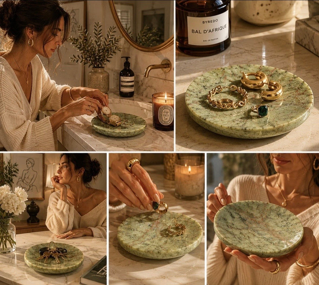 Vide-Poche Marbre Vert Naturel Vintage — NK Curated Finds