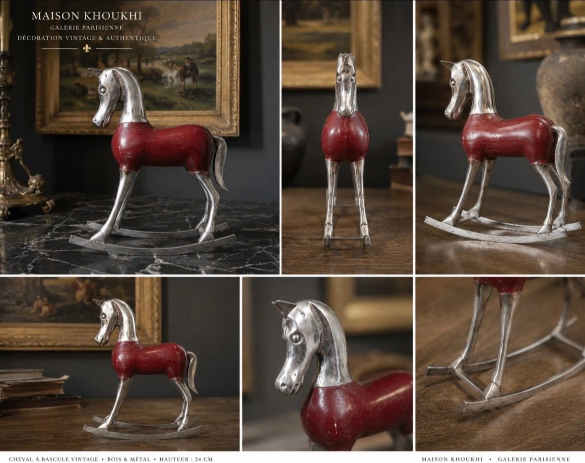 Cheval à Bascule Vintage Bois & Métal — Vintage Wood & Metal Rocking Horse