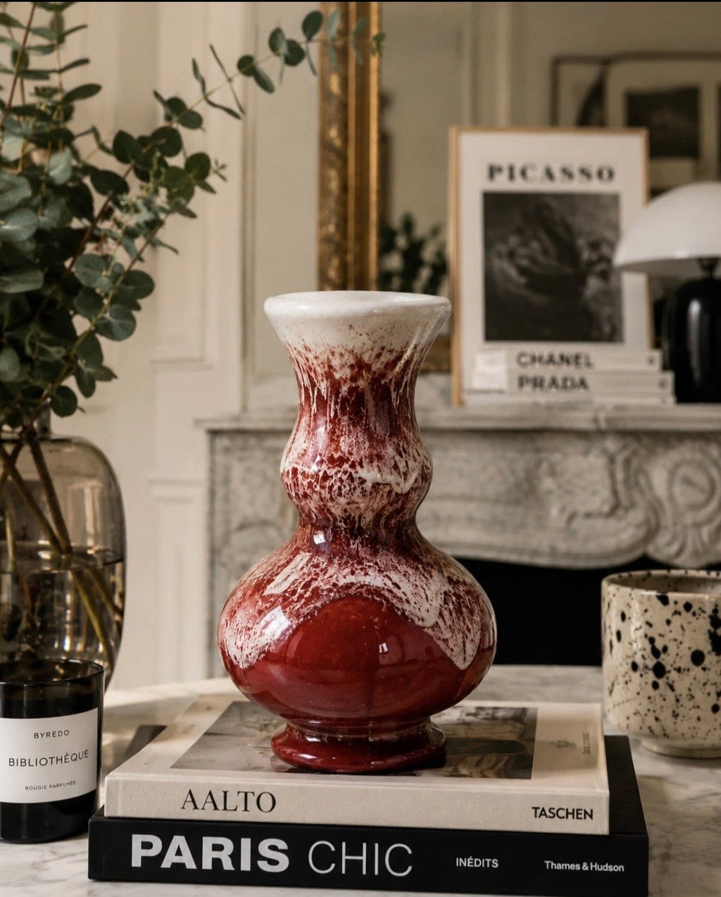 Vintage German Ceramic Vase 693/20 Fat Lava Art Déco Rouge — Vase Céramique Allemand