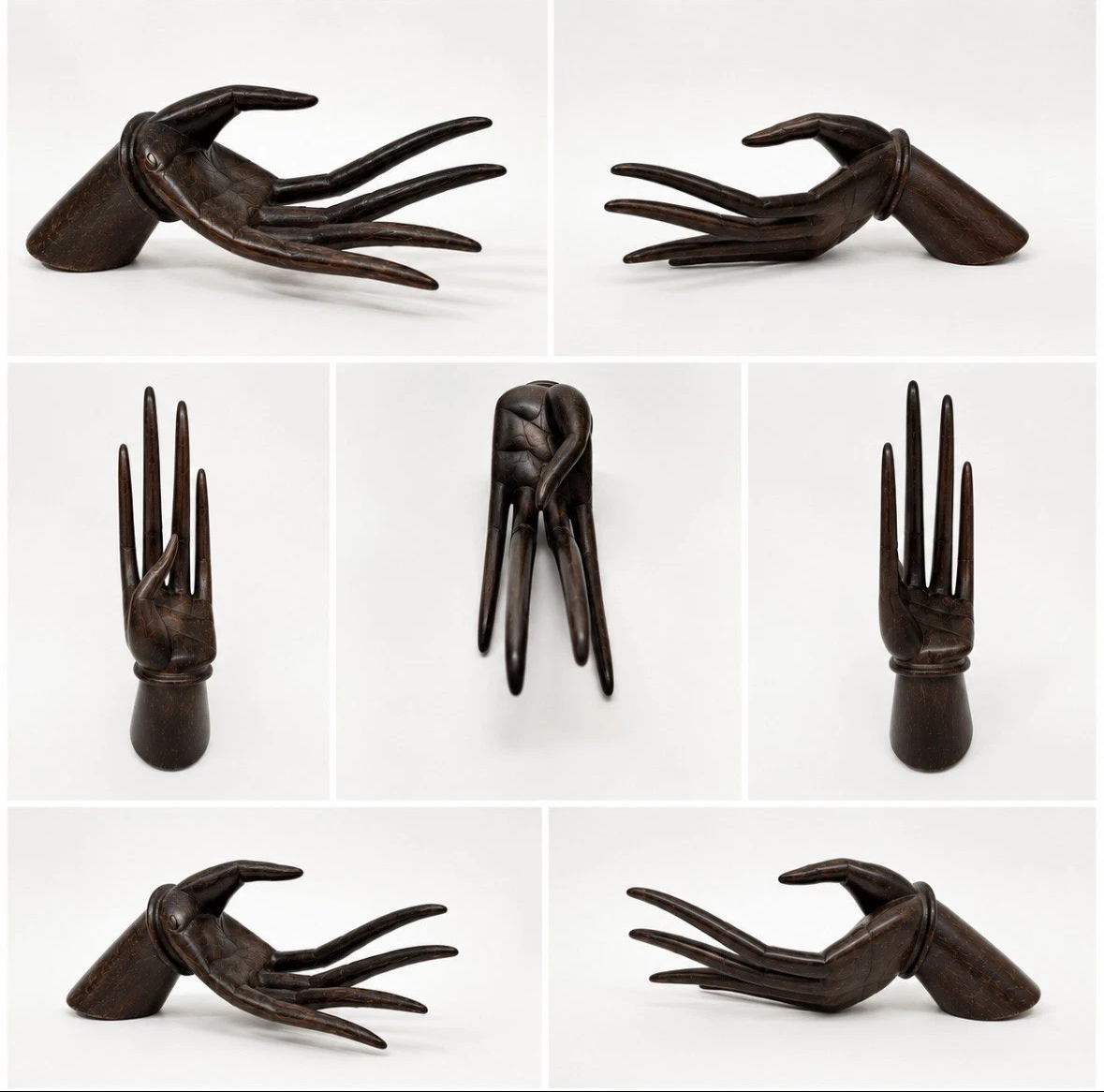 Main sculptée en bois exotique — Sculpture ethnique contemporaine, H. 19 cm