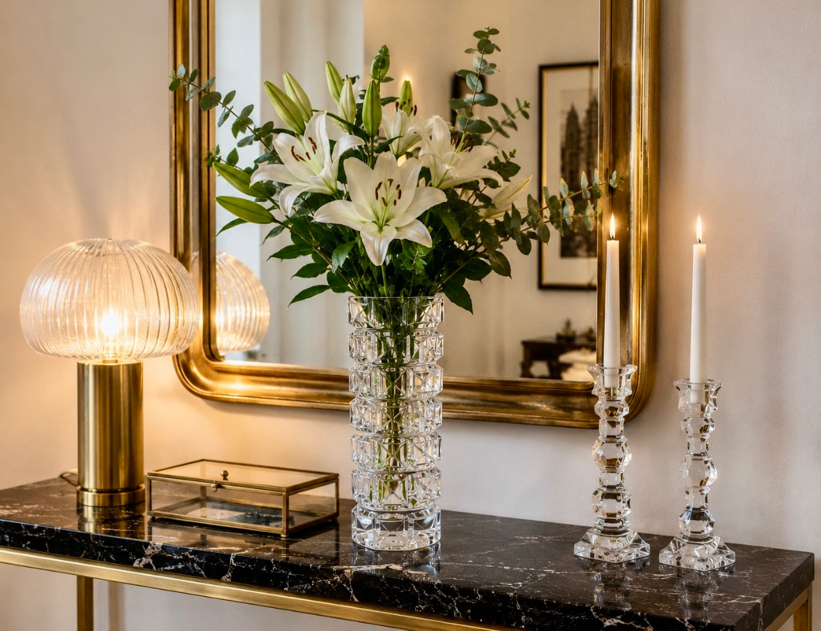 Vase vintage en cristal taillé – 22 cm