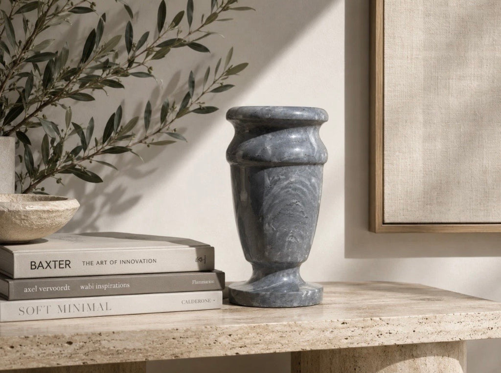 Vase en marbre Bardiglio gris italien vintage / Italian Marble Vase