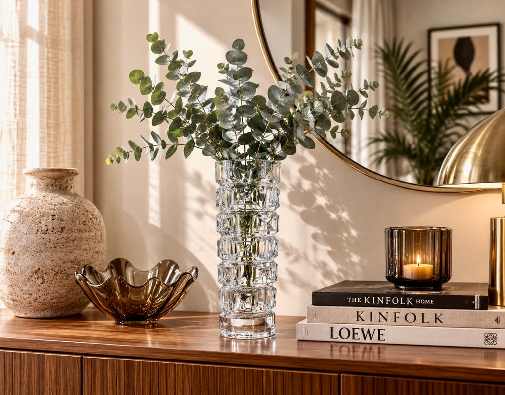 Vase vintage en cristal taillé – 22 cm