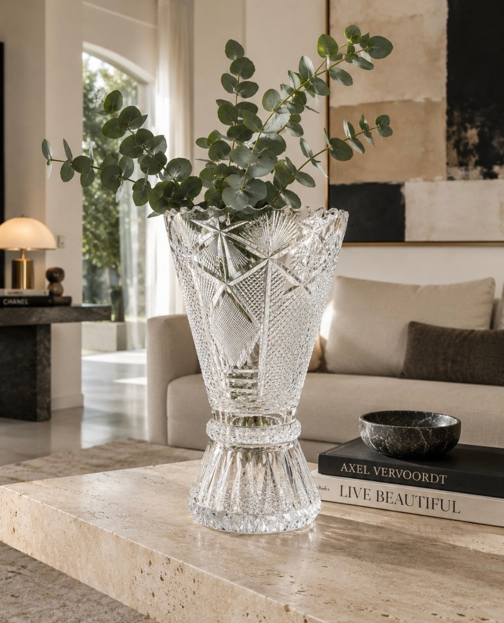 Vase en cristal taillé vintage – 31 cm