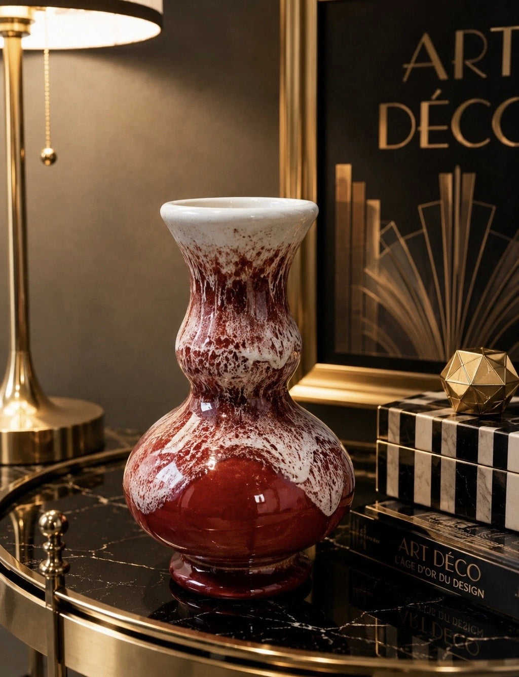 Vintage German Ceramic Vase 693/20 Fat Lava Art Déco Rouge — Vase Céramique Allemand
