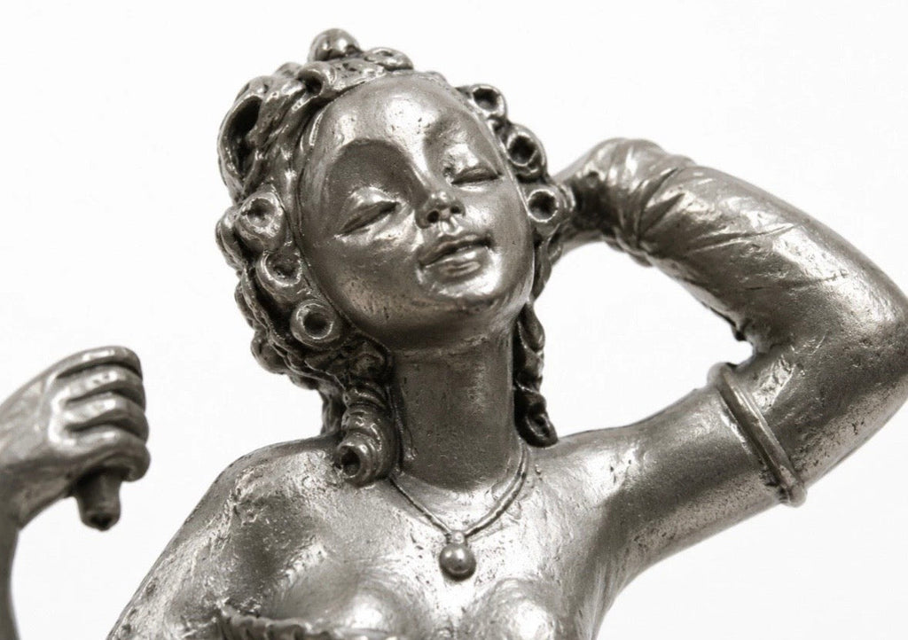 Statuette Danseuse Peltro Italie Vintage — Étain Cisélé Main, Made in Italy
