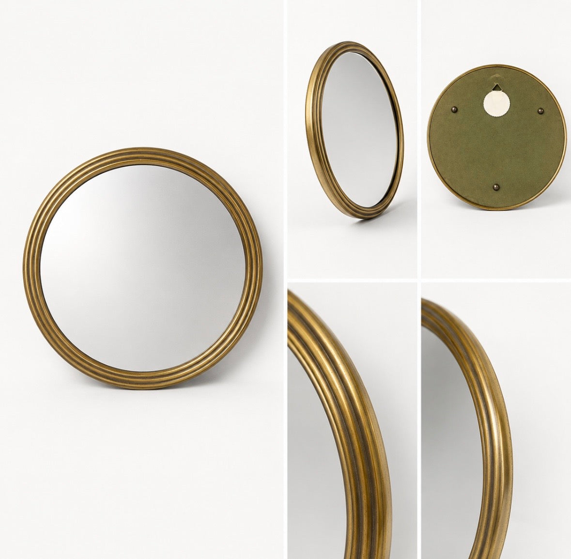 Miroir rond vintage en métal doré – Italie, années 1960-1970