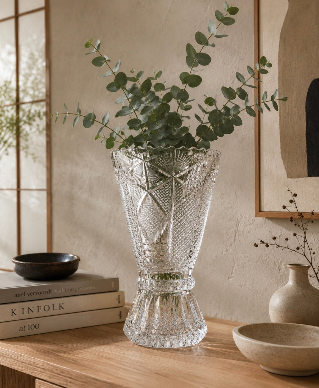 Vase en cristal taillé vintage – 31 cm