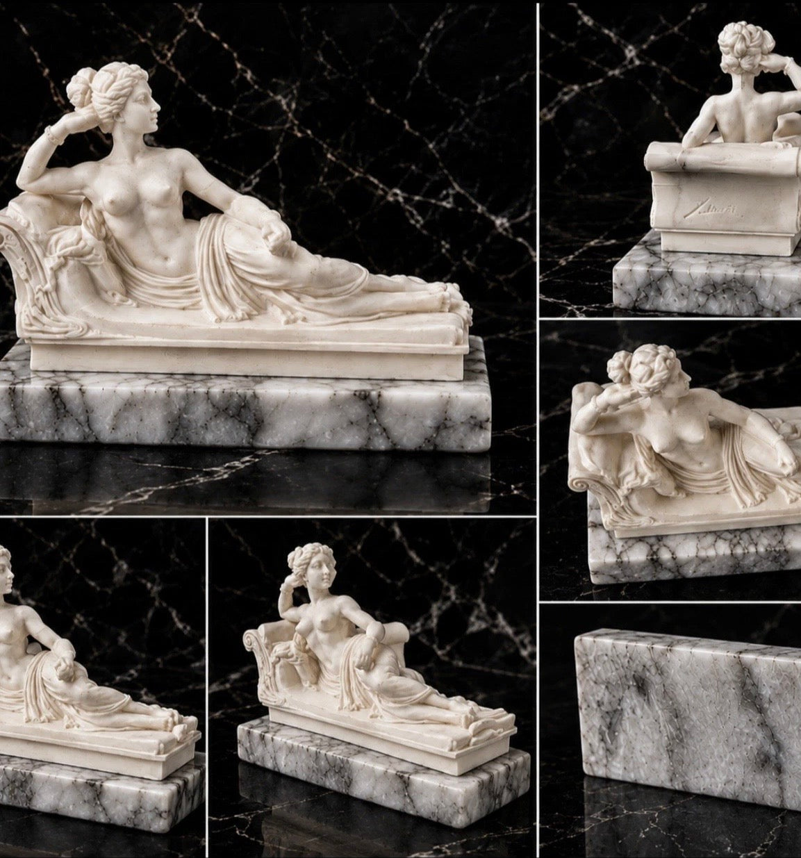 Pauline Bonaparte en Vénus Victrix — Sculpture néoclassique signée Toni, socle marbre