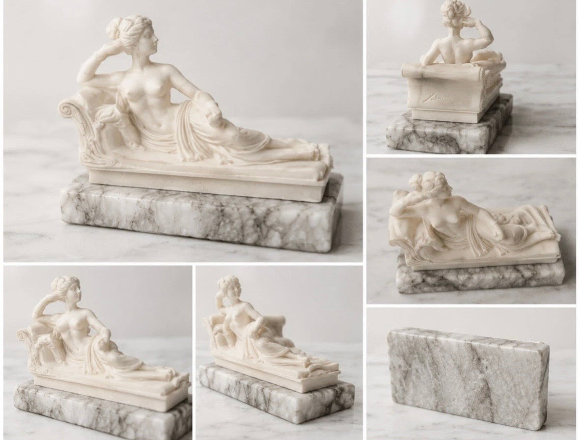 Pauline Bonaparte en Vénus Victrix — Sculpture néoclassique signée Toni, socle marbre