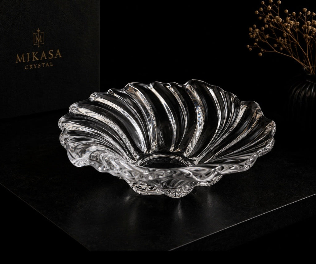 Coupelle vintage Mikasa en cristal – Modèle Swirl Wave