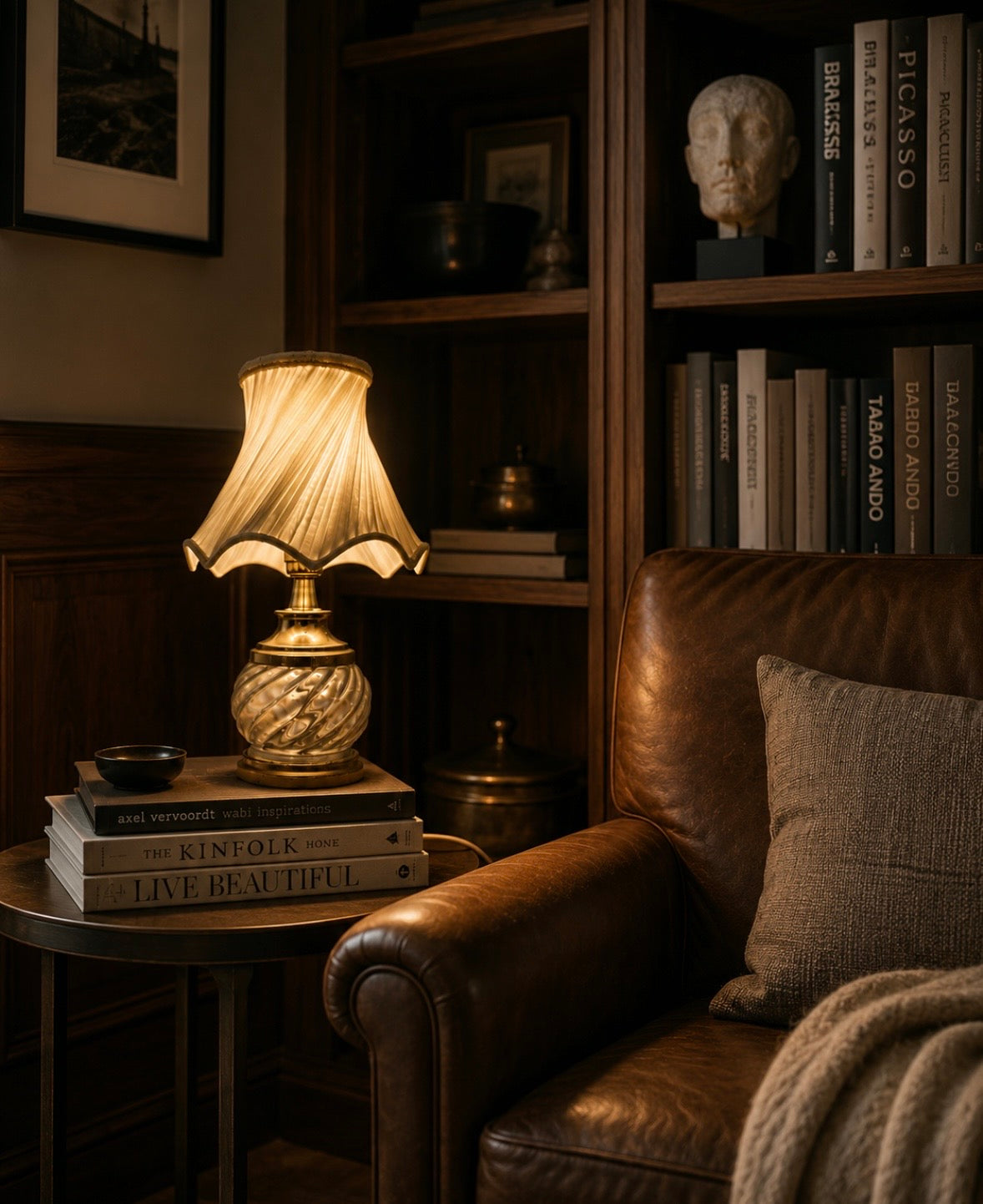 Lampe de table vintage en verre torsadé et laiton – Esprit Belle Époque