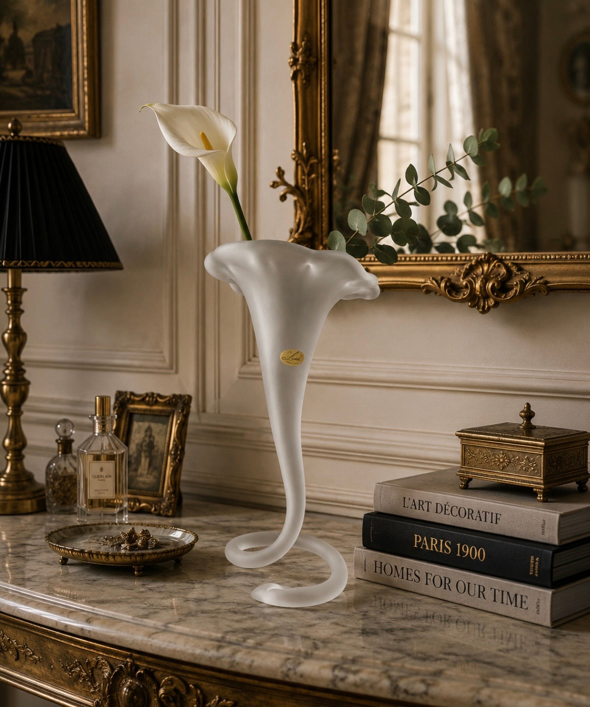 Vase soliflore sculptural en verre givré – Style italien