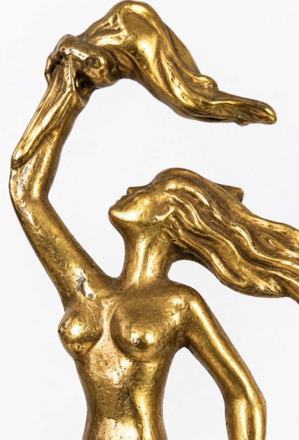 Sculpture Art Déco — Danseuse dorée sur socle marbre, années 1970–80