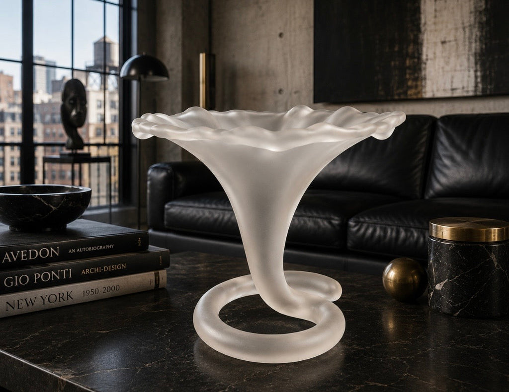 Vase Soliflore Sculptural – Verre Givré