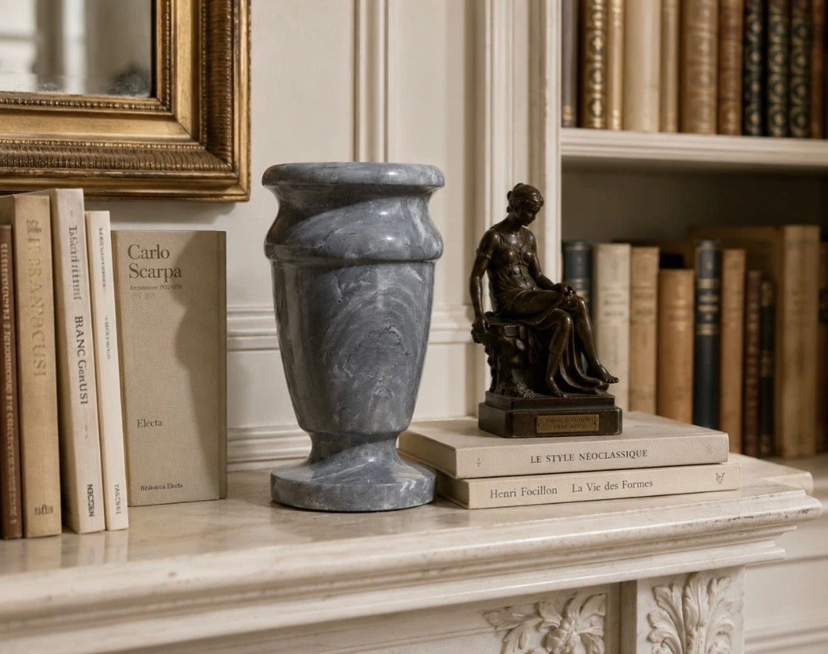 Vase en marbre Bardiglio gris italien vintage / Italian Marble Vase