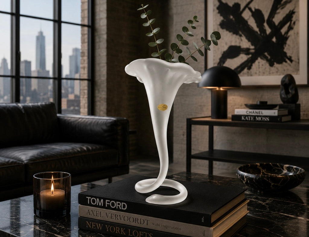 Vase soliflore sculptural en verre givré – Style italien