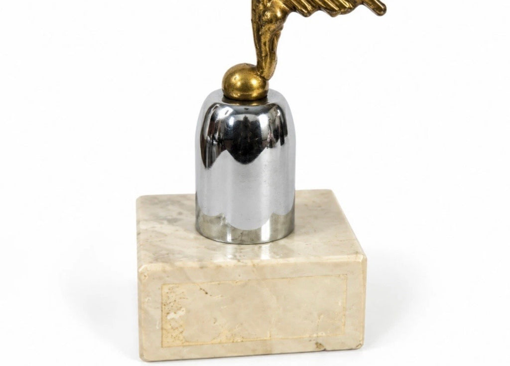 Sculpture Art Déco — Danseuse dorée sur socle marbre, années 1970–80