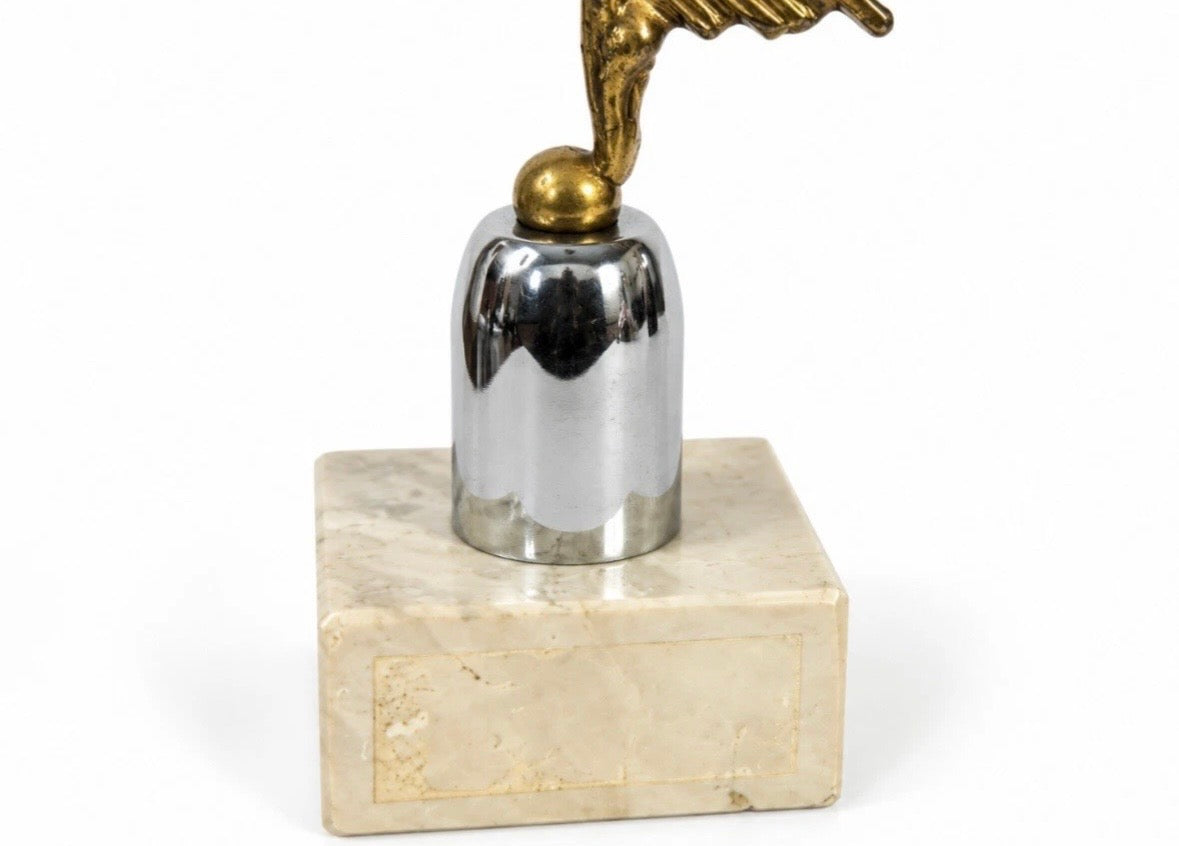 Sculpture Art Déco — Danseuse dorée sur socle marbre, années 1970–80