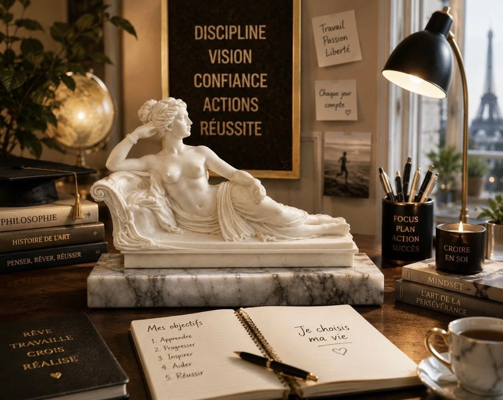 Pauline Bonaparte en Vénus Victrix — Sculpture néoclassique signée Toni, socle marbre